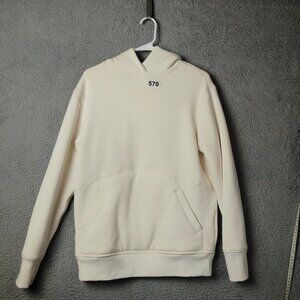 ATHLETA Solstice Womens XS Reversible Sherpa Hoodie Cream Casual Fair Condition